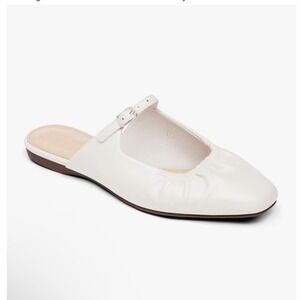 NEW Coutgo Womens White‎ Pleated Mary Jane Mules Closed Toe Flat Slide Size 8.5